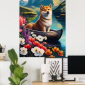Shiba Inu auf einem Paddle: Ein Landschaftliches A Poster (Heimbüro)