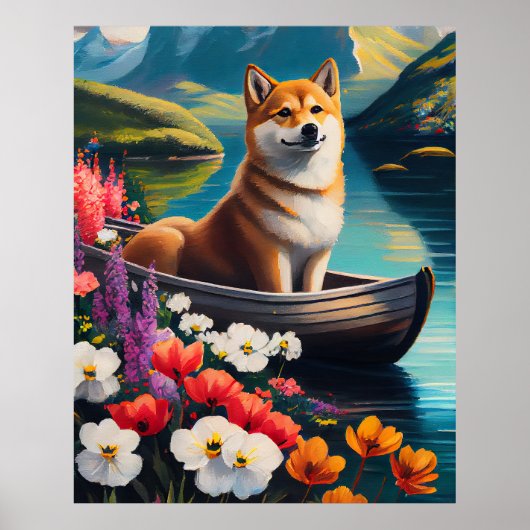 Shiba Inu auf einem Paddle: Ein Landschaftliches A Poster (Vorne)