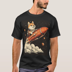 Shiba Inu auf einer Rakete T-Shirt