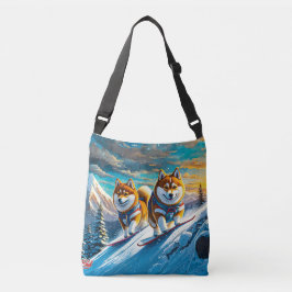 Shiba Inu auf Snowboards 02 Design: Rich AMeN Gill Tragetaschen Mit Langen Trägern