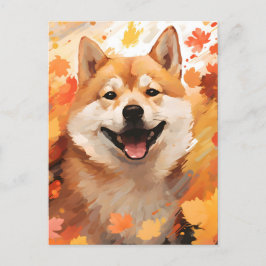 Shiba Inu Autumn Erntedank Postkarte