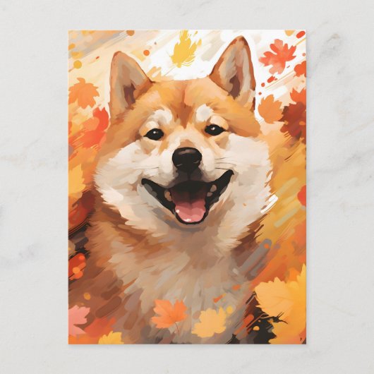 Shiba Inu Autumn Erntedank Postkarte (Vorderseite)