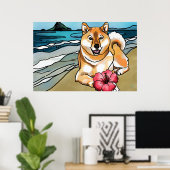 Shiba Inu bei Chinaman's Hat, Hawaii Poster (Heimbüro)