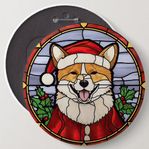 Shiba Inu Buntglas Weihnachten Button