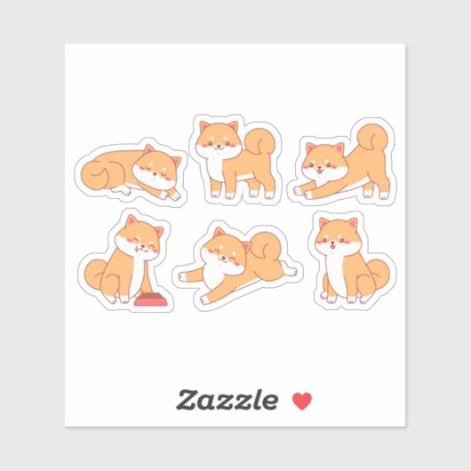 Shiba inu Cartoon Aufkleber (Blatt)