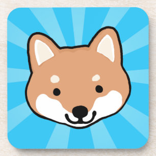 Shiba Inu Cartoon-Hund Blau Sternenexplosion Getränkeuntersetzer