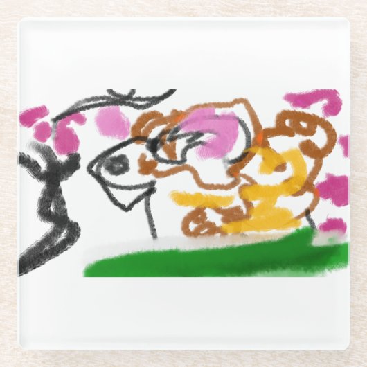 Shiba Inu Charry Blüte Glasuntersetzer (Vorderseite)