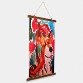 Shiba Inu cherry Japen blossom  Wandteppich Mit Holzrahmen (Gewinkelt)