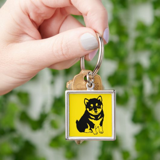 Shiba Inu Chinese Dog Year 2018 Square Keychain Schlüsselanhänger (Hand)