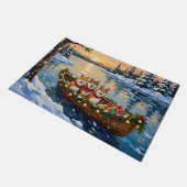 Shiba Inu Christmas Boat Holiday Fußmatte (Schrägansicht)