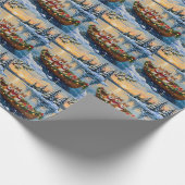 Shiba Inu Christmas Boat Holiday Geschenkpapier (Ecke)