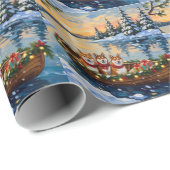 Shiba Inu Christmas Boat Holiday Geschenkpapier (Rolleneckpunkt)