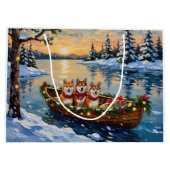 Shiba Inu Christmas Boat Holiday Große Geschenktüte (Rückseite)
