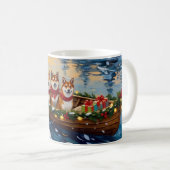Shiba Inu Christmas Boat Holiday Kaffeetasse (VorderseiteRechts)