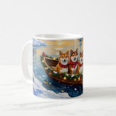 Shiba Inu Christmas Boat Holiday Kaffeetasse (Vorderseite Links)