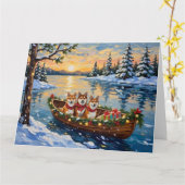 Shiba Inu Christmas Boat Holiday Karte (Gelbe Blume)