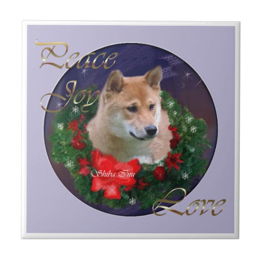 Shiba Inu Christmas Fliese (Vorderseite)