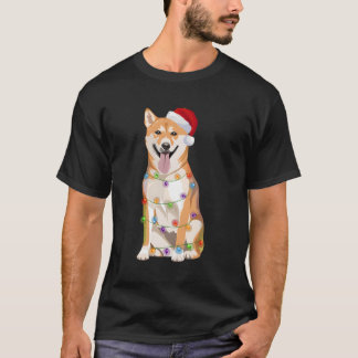 Shiba Inu Christmas Lights Xmas Hund Lover Santa H T-Shirt