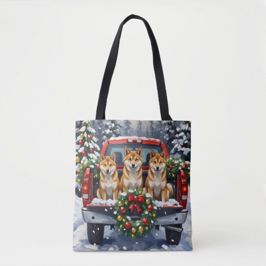 Shiba Inu Christmas Red Truck Holiday Tasche (Vorderseite)