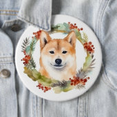 Shiba Inu Christmas Wreath Festivals Button (Beispiel)