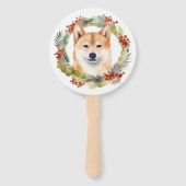 Shiba Inu Christmas Wreath Festivals Fächer (Rückseite)