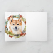 Shiba Inu Christmas Wreath Festivals Karte (Innenseite)