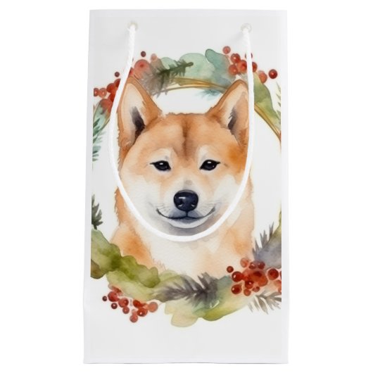 Shiba Inu Christmas Wreath Festivals Kleine Geschenktüte (Vorderseite)