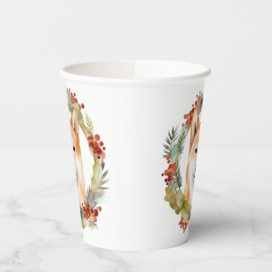 Shiba Inu Christmas Wreath Festivals Pappbecher (Links)