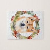 Shiba Inu Christmas Wreath Festivals Puzzle (Horizontal)