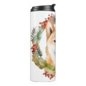 Shiba Inu Christmas Wreath Festivals Thermosbecher (Nach links gedreht)