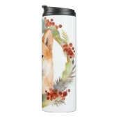 Shiba Inu Christmas Wreath Festivals Thermosbecher (Nach rechts gedreht)