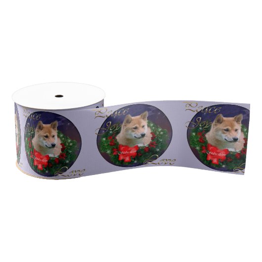 Shiba Inu Christmas Wreath Ripsband (Spule)