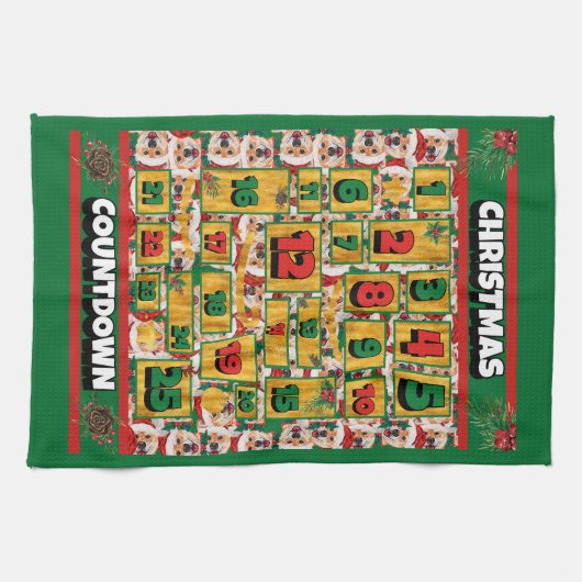 Shiba Inu Countdown Weihnachtskalender Hund Geschirrtuch (Horizontal)