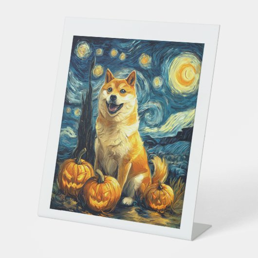 Shiba Inu Cute Dog Halloween Jack O Lantern Pumpki Sockelschild (Vorderseite)