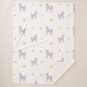 Shiba Inu Decke – Minimales Lavendel-Geschenk Sherpadecke