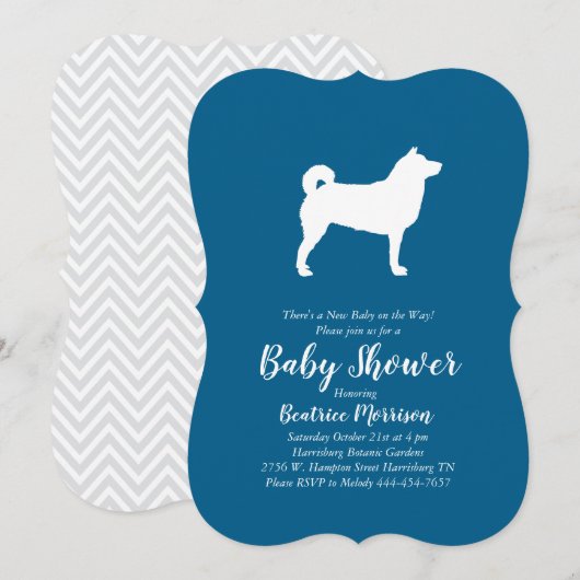 Shiba Inu Dog Baby Shower Boy Blue Einladung (Vorne/Hinten)