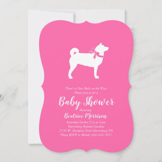 Shiba Inu Dog Baby Shower Girl Pink Einladung (Vorderseite)