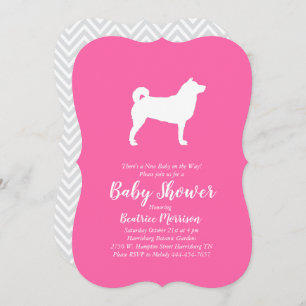 Shiba Inu Dog Baby Shower Girl Pink Einladung