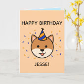 Shiba Inu Dog | Blauer und orangefarbener Geburtst Karte (Gelbe Blume)