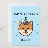 Shiba Inu Dog | Blue & Orange Birthday Flat Karte (Vorderseite)