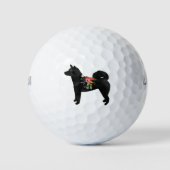 Shiba Inu Dog Breed Boho Floral Silhouette Golfball (Vorderseite)