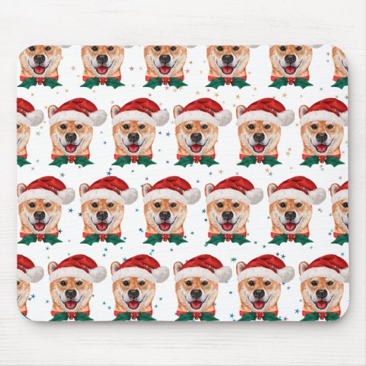 Shiba Inu Dog Breed Christmas Stars Mousepad (Vorne)