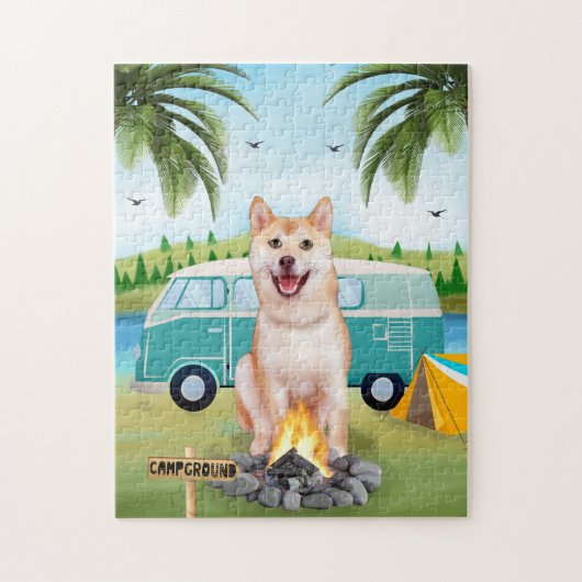 Shiba Inu Dog Camping Puzzle (Vertikal)