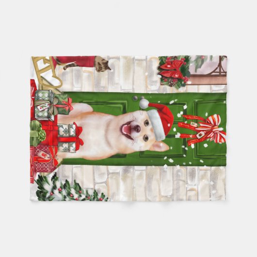 Shiba Inu Dog Christmas Fleecedecke (Vorderseite (Horizontal))