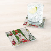 Shiba Inu Dog Christmas Glasuntersetzer (Schrägansicht)