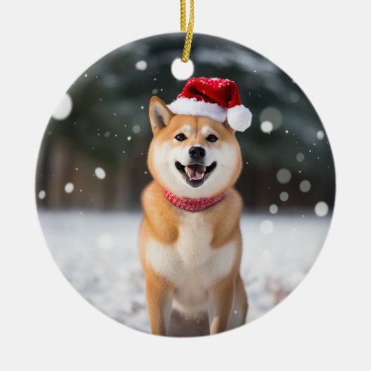 Shiba Inu Dog Christmas Keepake Keramik Ornament (Vorne)