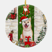 Shiba Inu Dog Christmas Keramik Ornament (Hinten)