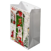 Shiba Inu Dog Christmas Mittlere Geschenktüte (Rückseite Schrägansicht)