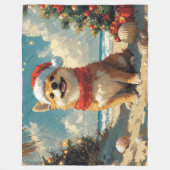 Shiba Inu Dog Christmas Vintag Beach Fleecedecke (Vorderseite)