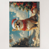 Shiba Inu Dog Christmas Vintag Beach Puzzle (Vertikal)